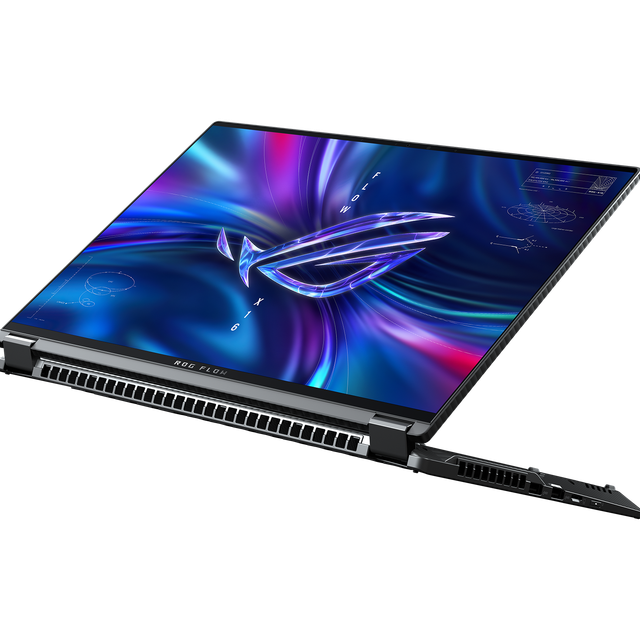 Rog Flow X16 in Stand Mode Nebular Hdr Display and Full Rear Zone Heatsink